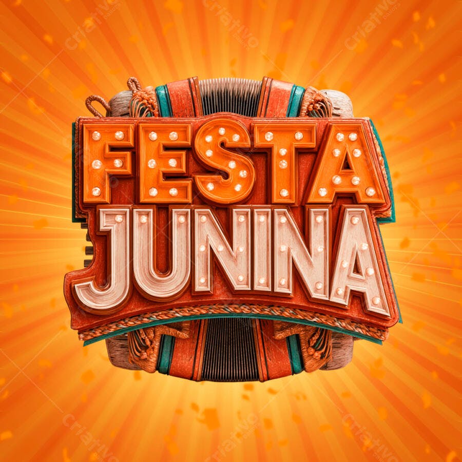 Festa Junina Título Acordeon 3D PSD Editável