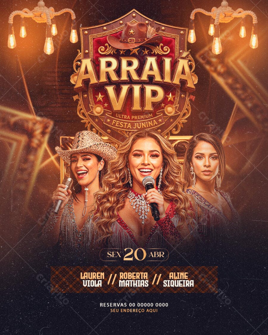 Flyer Arraial VIP Festa Junina Evento PSD Editável