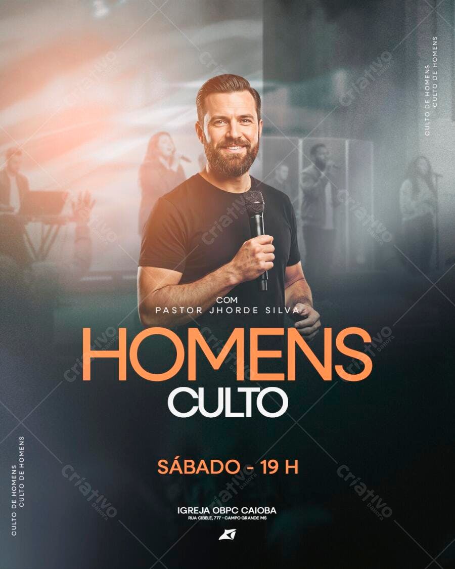 Flyer Culto de Homens Igreja PSD Editável