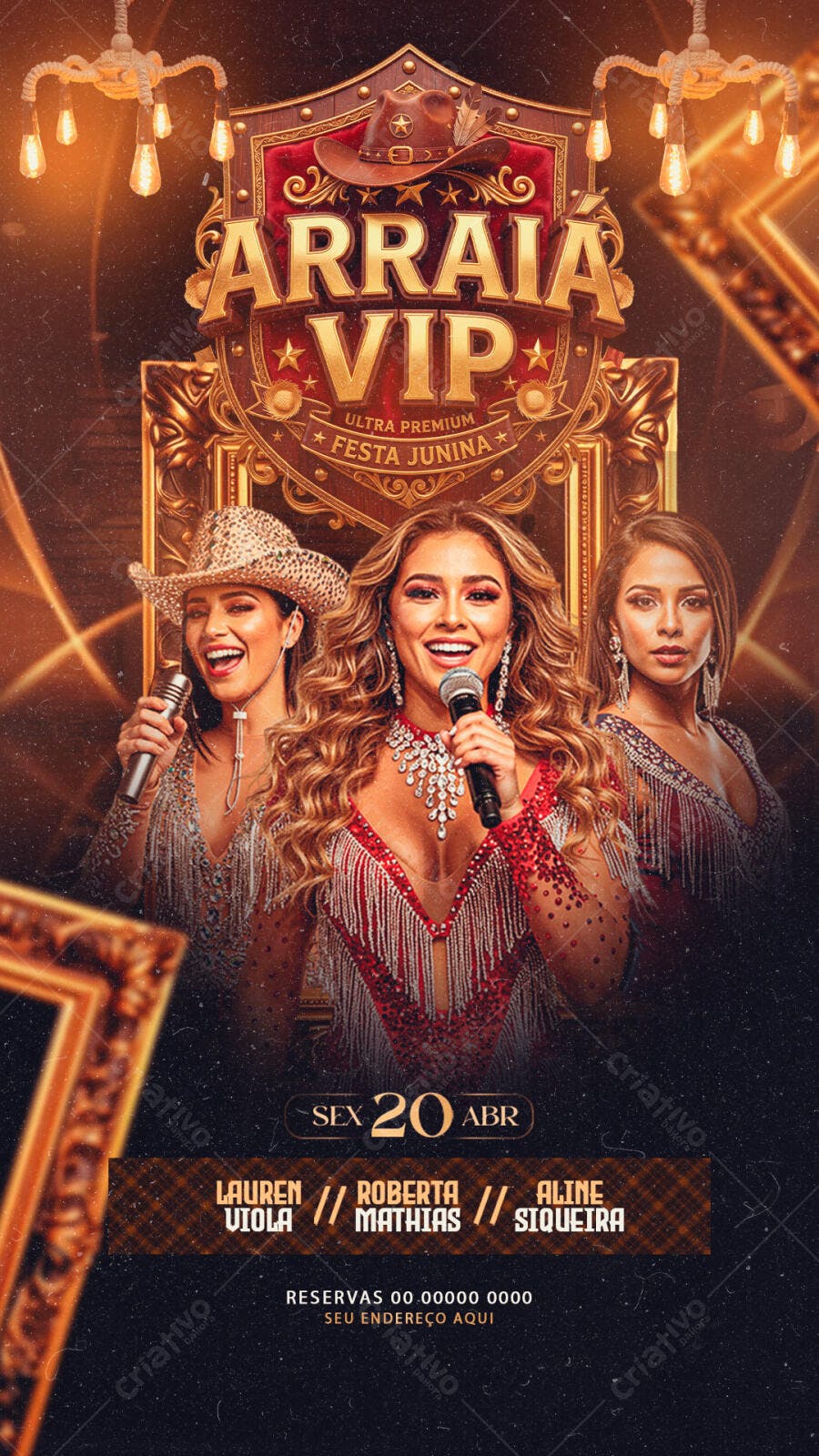 Flyer Festa Junina Arraial VIP Show PSD Editável