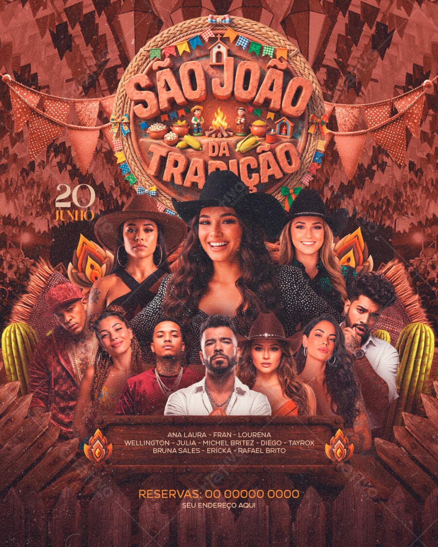 Flyer São João da Tradição Festa Junina Junho PSD Editável