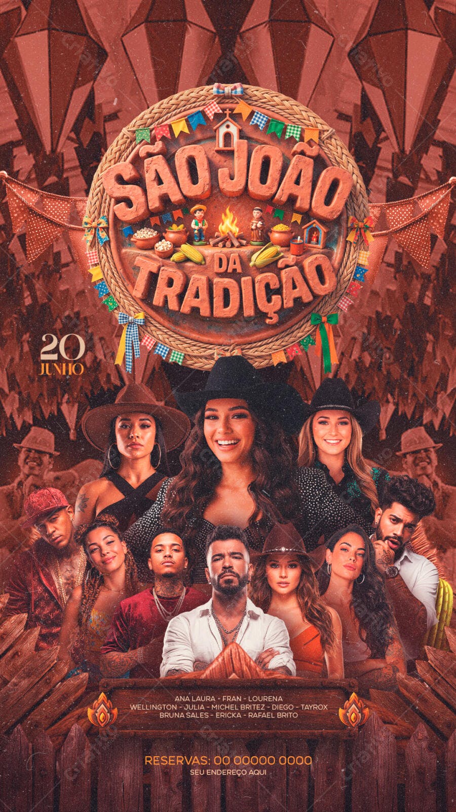 Flyer São João da Tradição Festa Junina PSD Editável