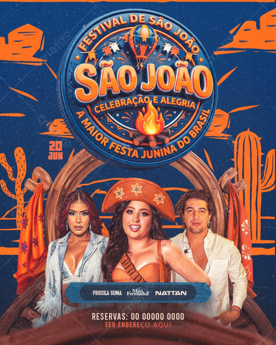 Flyer São João Festa Junina Arraial PSD Editável