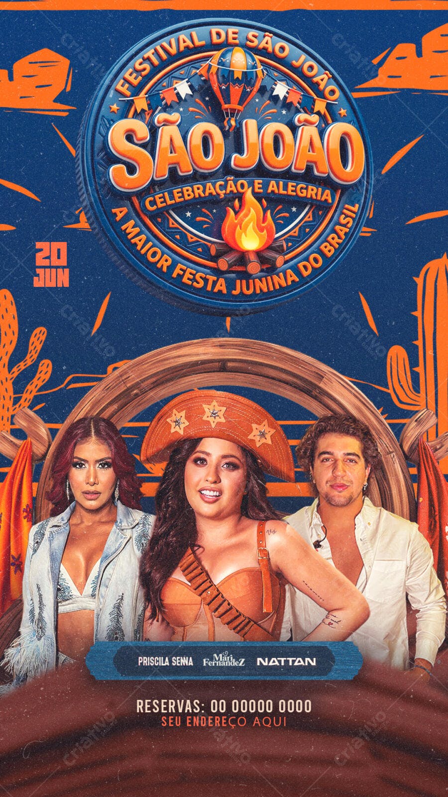 Flyer São João Festa Junina Junho PSD Editável