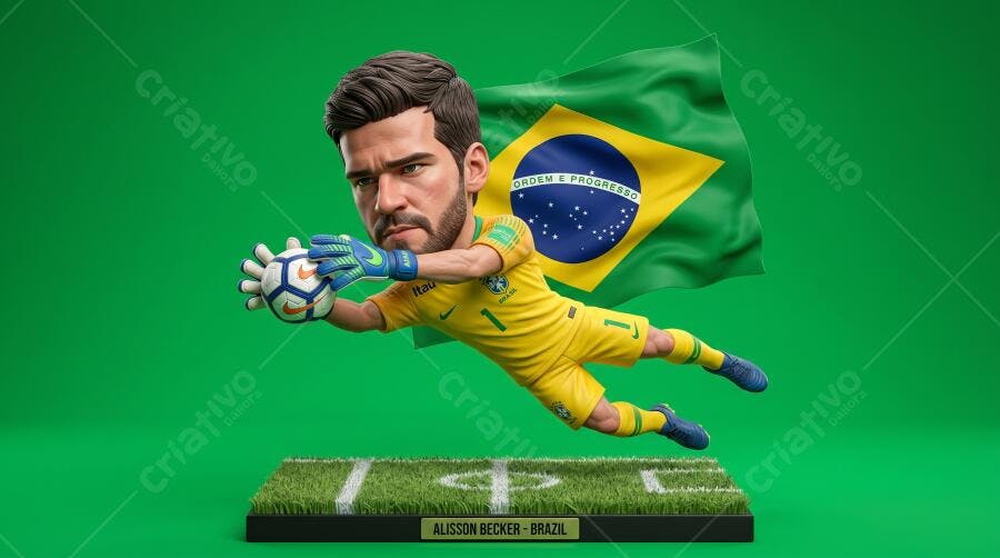 Foto Alisson Becker Goleiro Brasil Defesa Futebol Caricatura