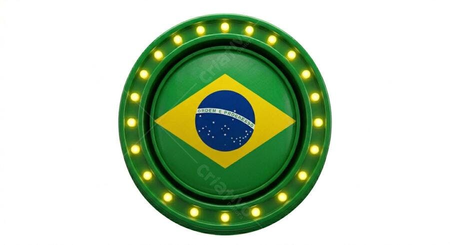 Foto Bandeira Brasil Redonda Luzes Neon Verde Amarelo
