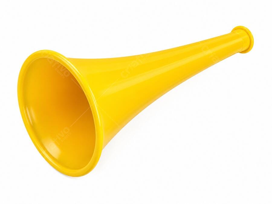 Foto Vuvuzela Amarela Instrumento de Torcida Fundo Branco
