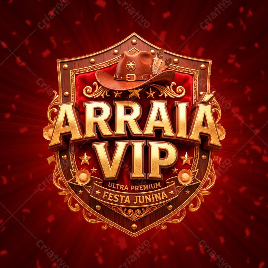 Logo Arraiá VIP Festa Junina Junho PSD Editável