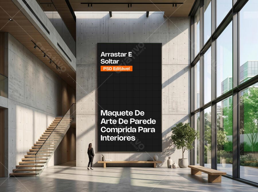 Mockup Arte de Parede Grande Interior Moderno Editável