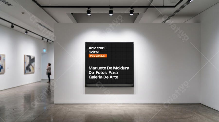 Mockup Moldura Galeria de Arte Parede Branca Editável