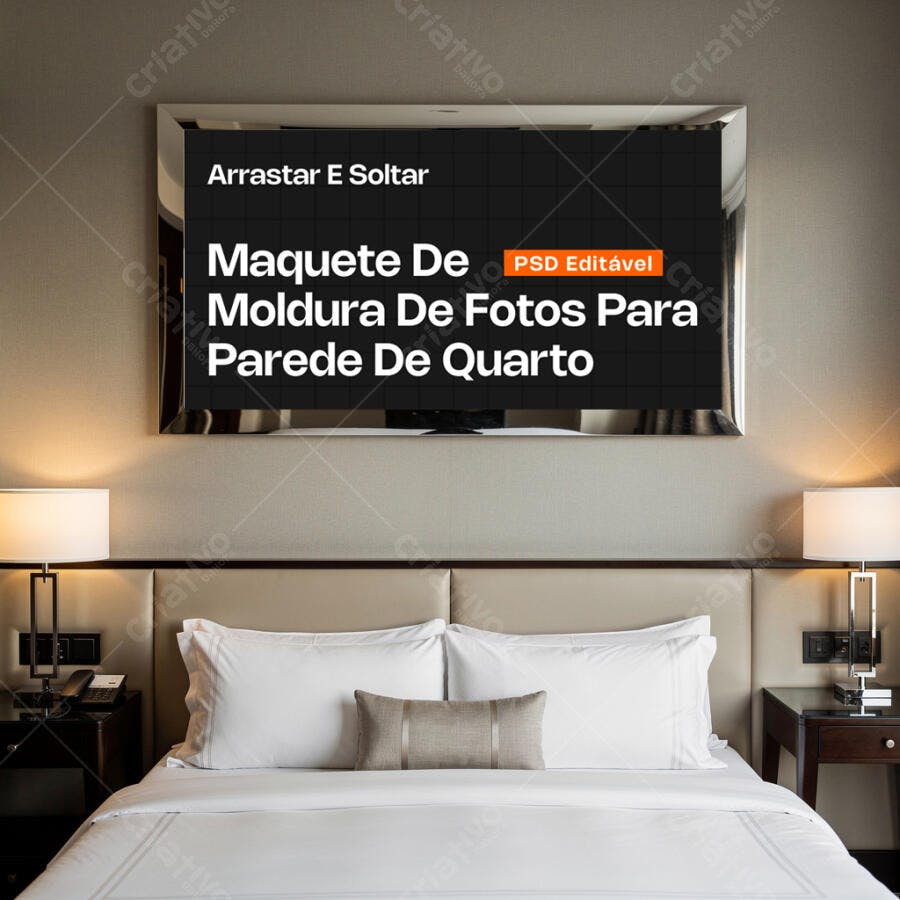 Mockup Moldura Quadro Parede Quarto Realista Editável