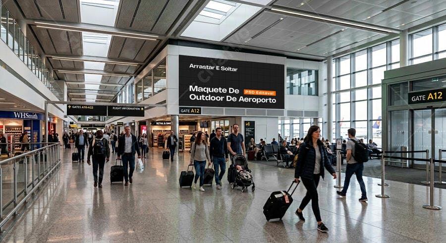 Mockup Outdoor Aeroporto Painel Digital Editável