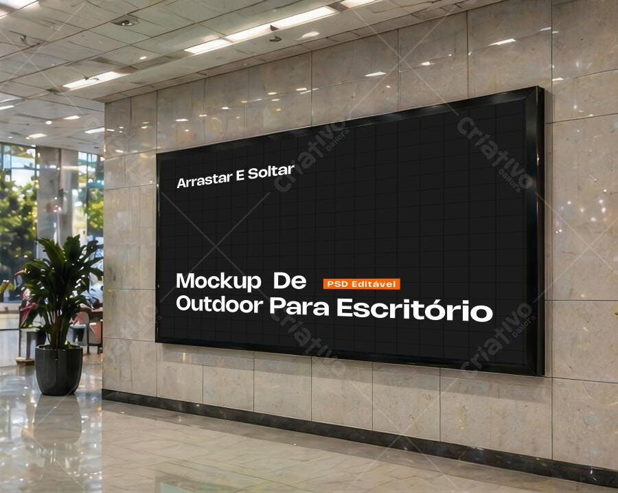 Mockup Outdoor Painel Digital Escritório Moderno Editável