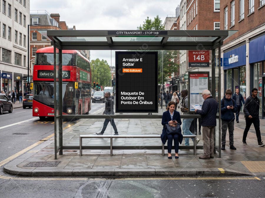 Mockup Outdoor Ponto de Ônibus Realista Editável
