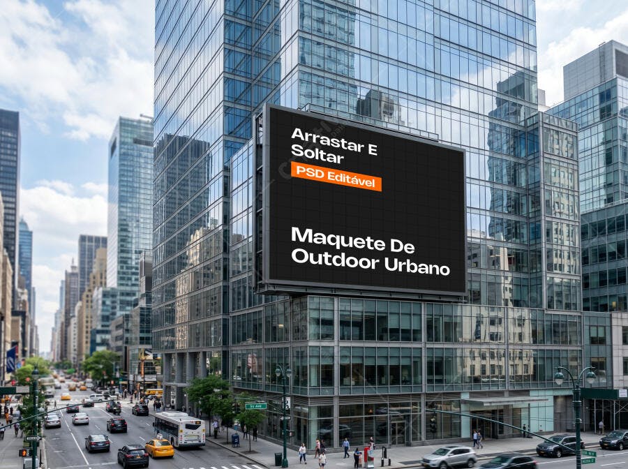 Mockup Outdoor Urbano Painel Digital Edifício Editável