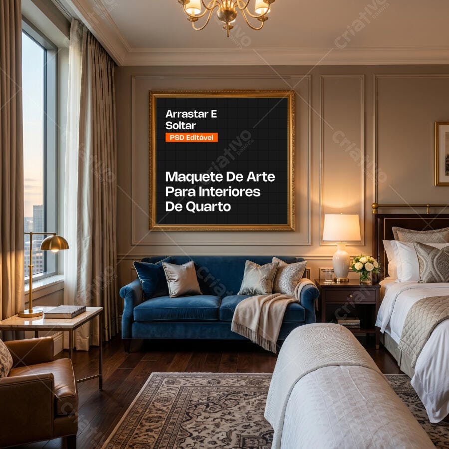 Mockup Quadro Arte Parede Sala Quarto Luxo Editável