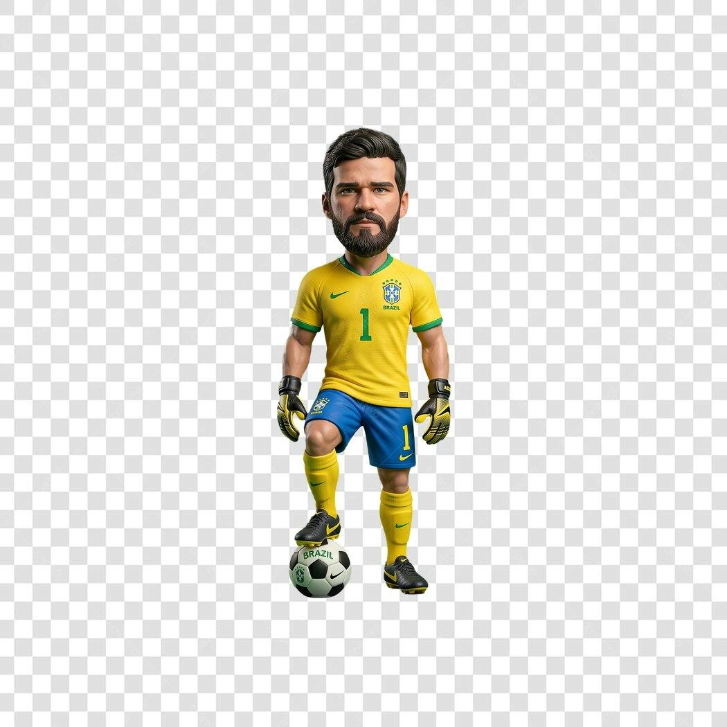 Personagem Ilustrado Goleiro Brasil Futebol PNG Fundo Transparente