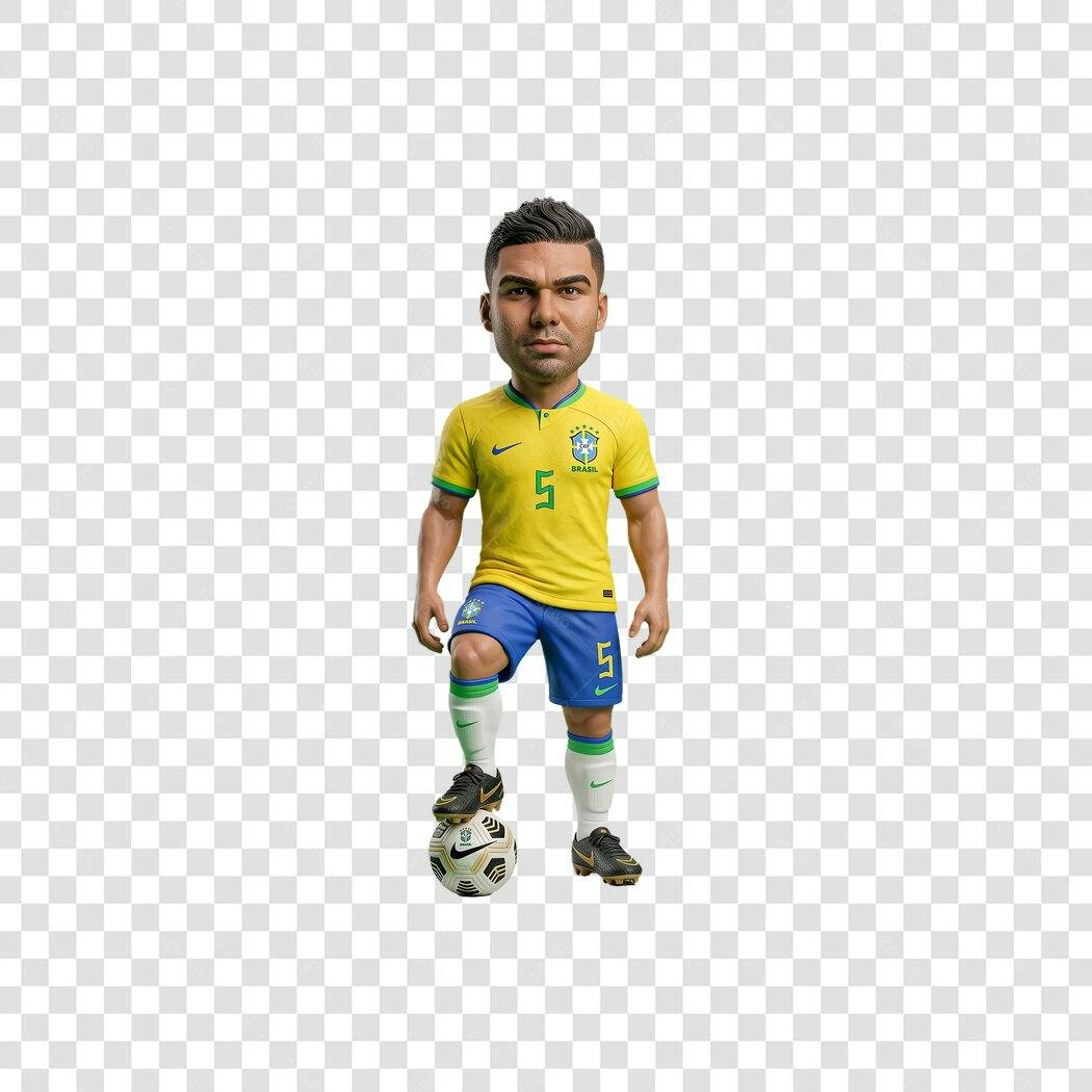 Personagem Ilustrado Jogador Futebol Brasil PNG Fundo Transparente