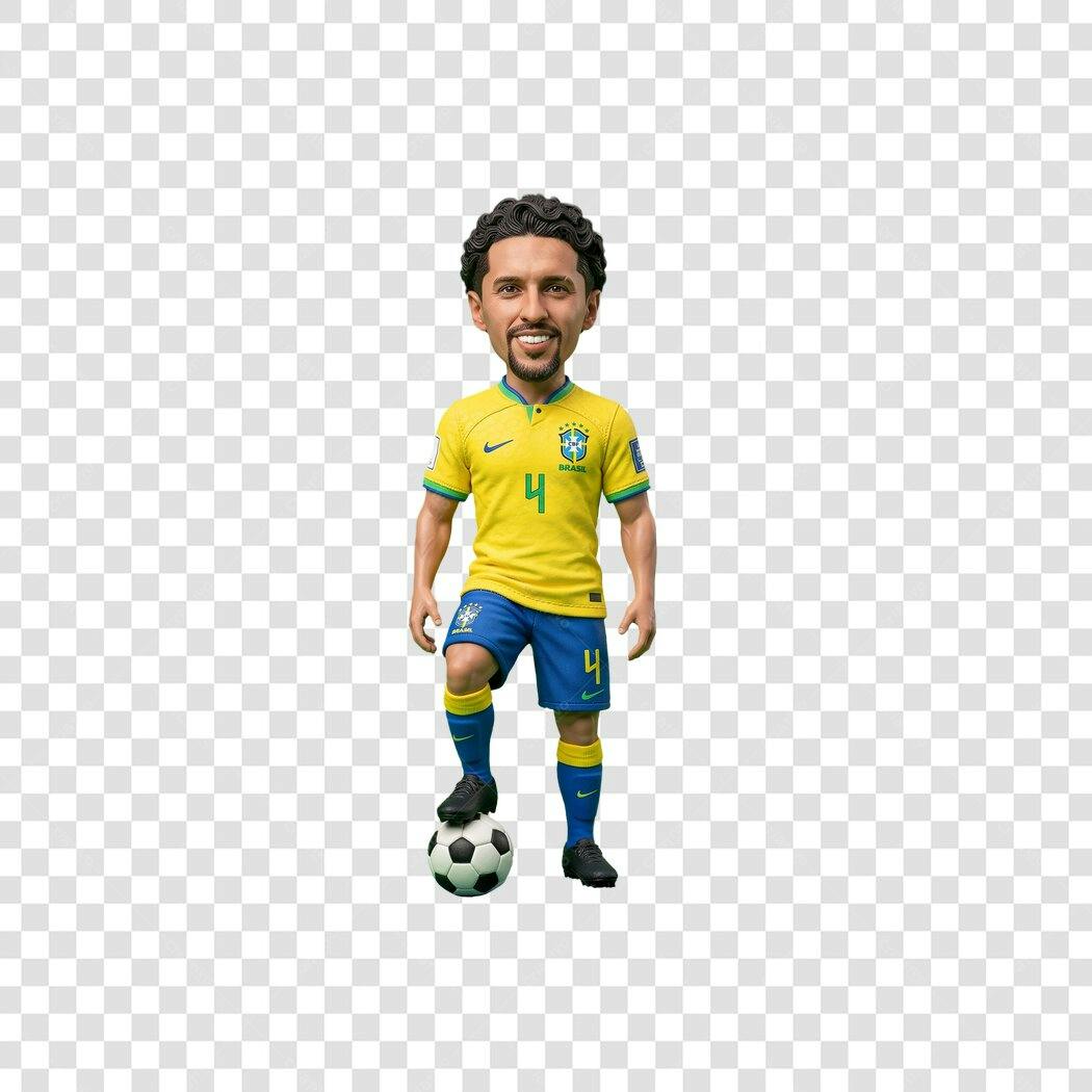 Personagem Ilustrado Jogador Futebol Brasil PNG Fundo Transparente