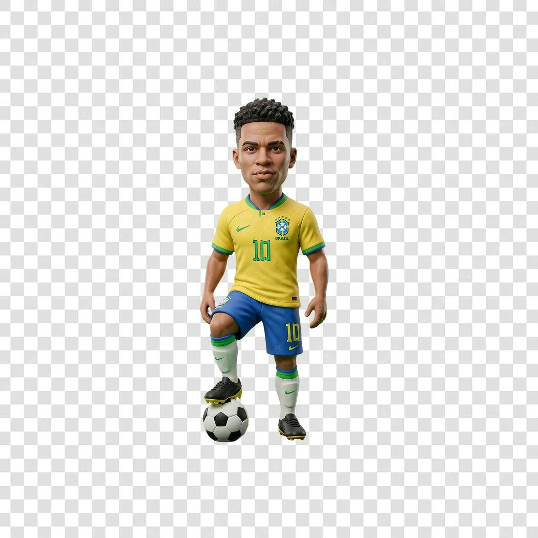 Personagem Ilustrado Jogador Futebol Brasil PNG Fundo Transparente