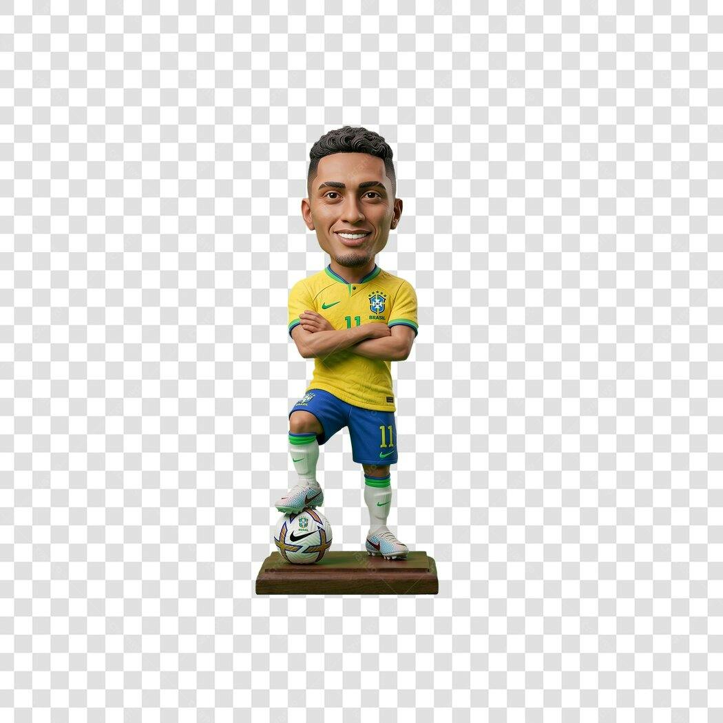 Personagem Ilustrado Jogador Futebol Brasil PNG Fundo Transparente