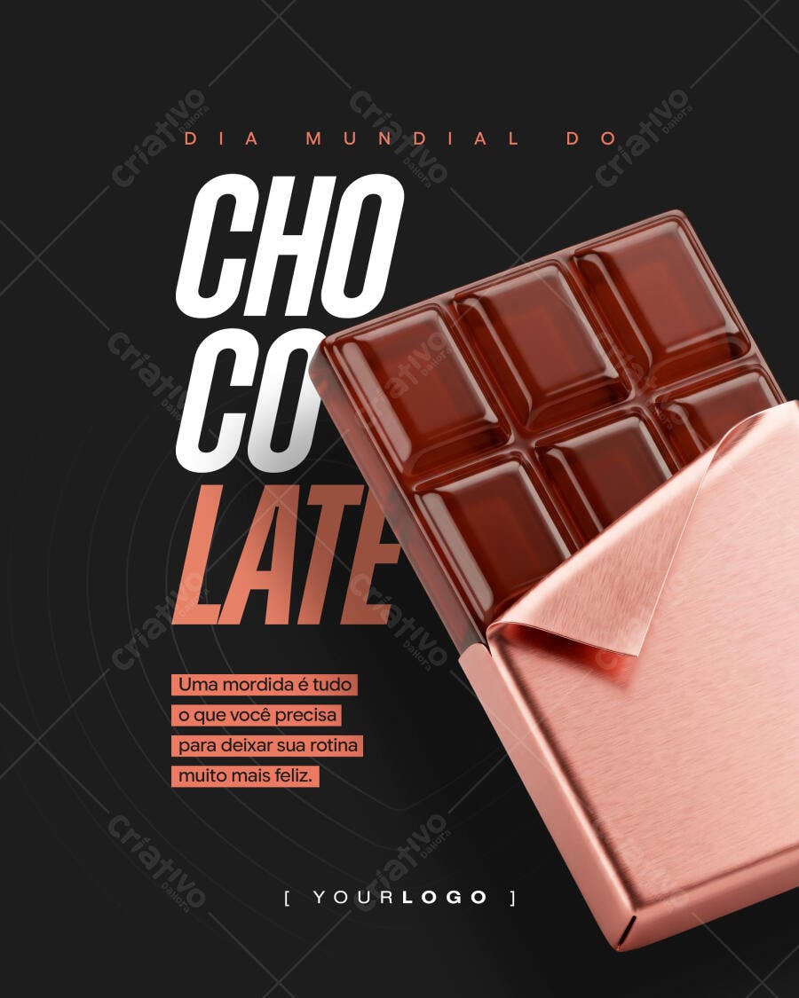Post Dia Mundial do Chocolate Confeitaria PSD Editável