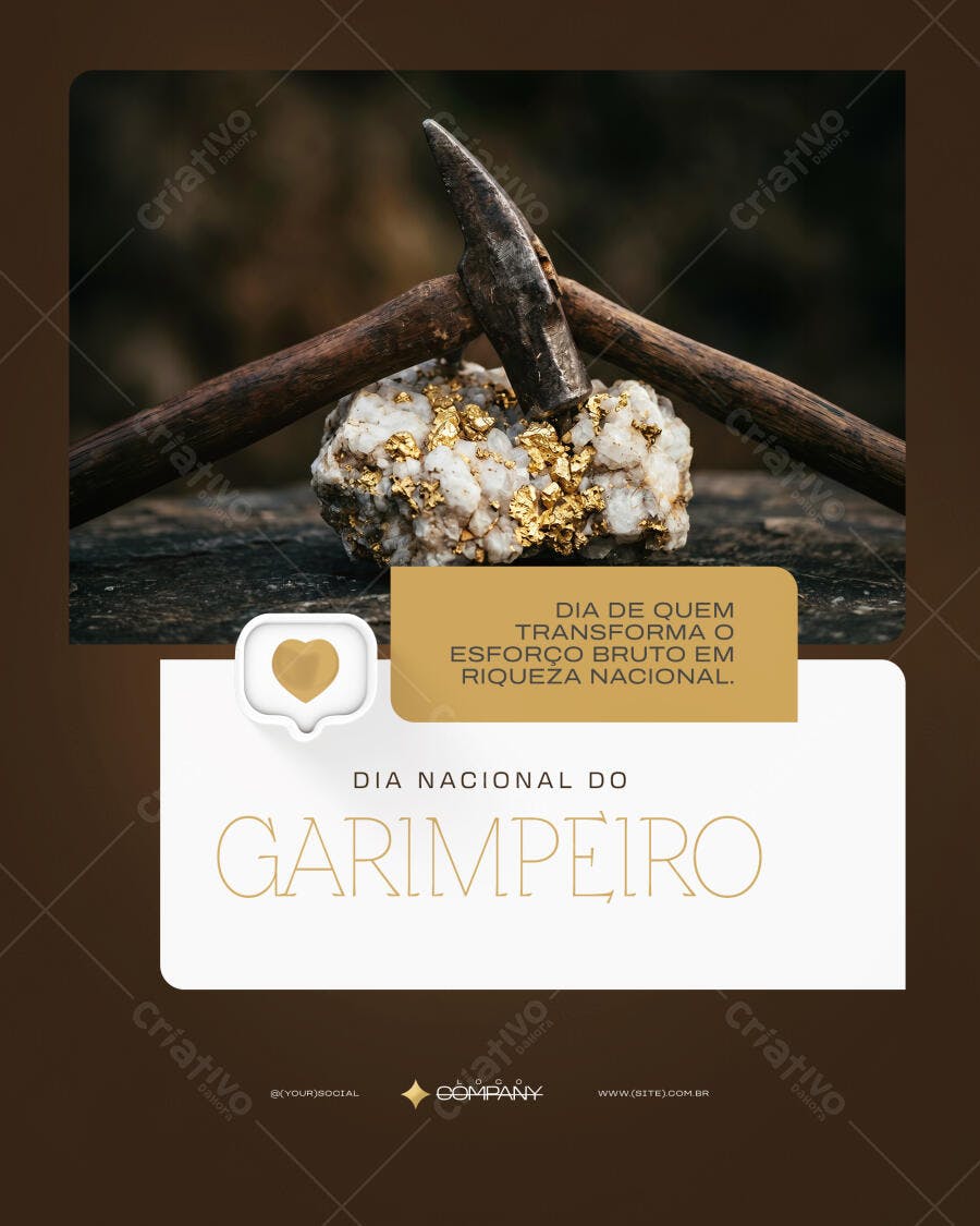 Post Dia Nacional do Garimpeiro PSD Editável