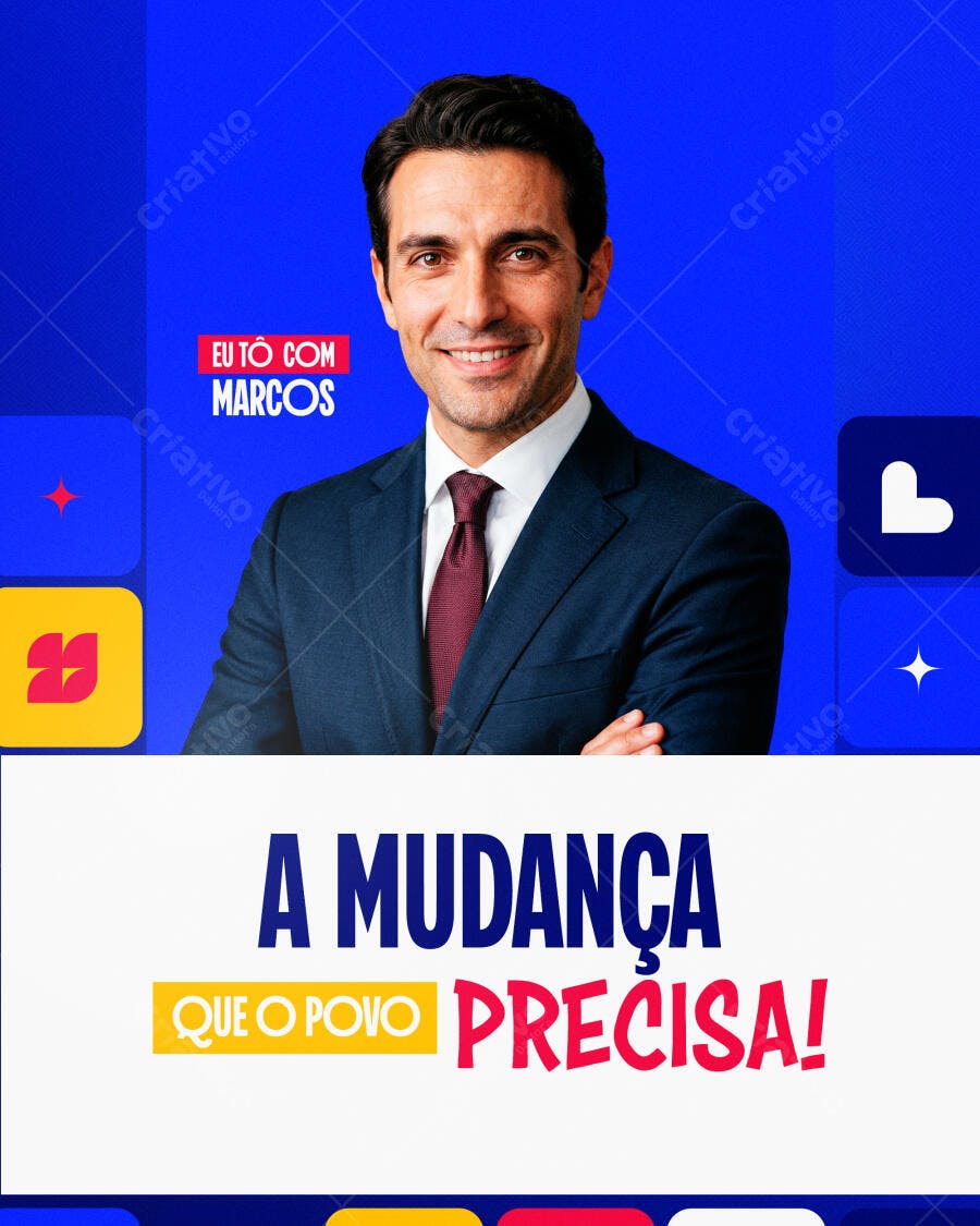 Campanha Eleitoral Política Eleição Deputado Vereador Prefeito Flyer Praguinha PSD Editável