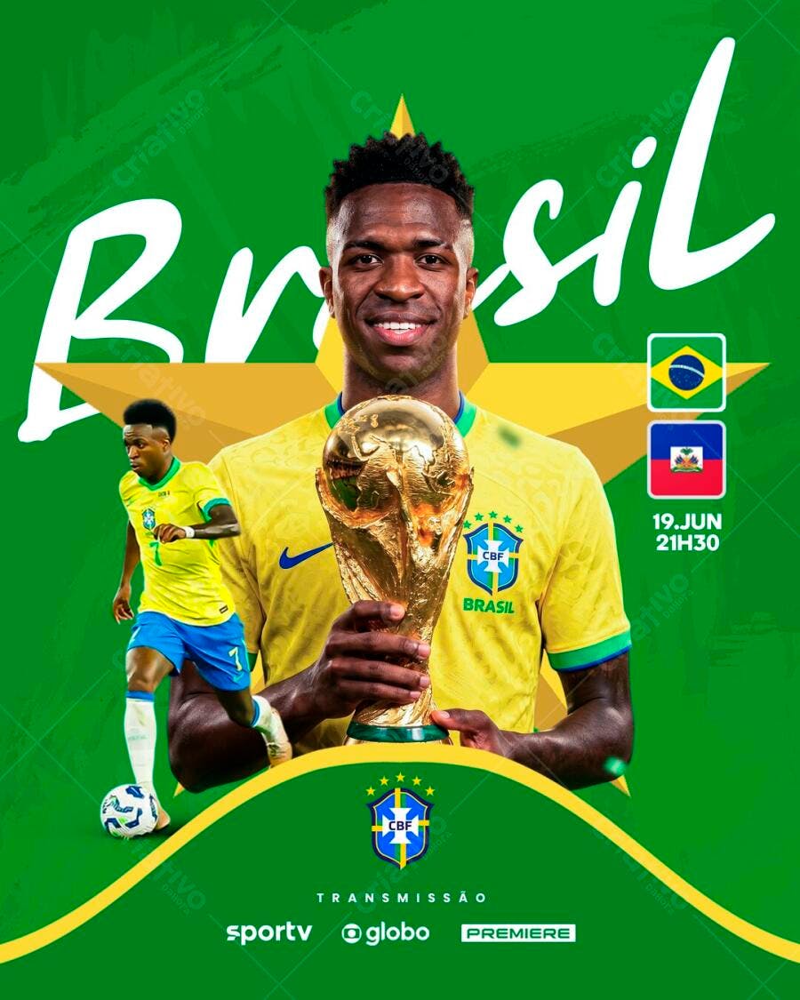 Post Instagram Copa do Mundo Brasil Haiti PSD Editável