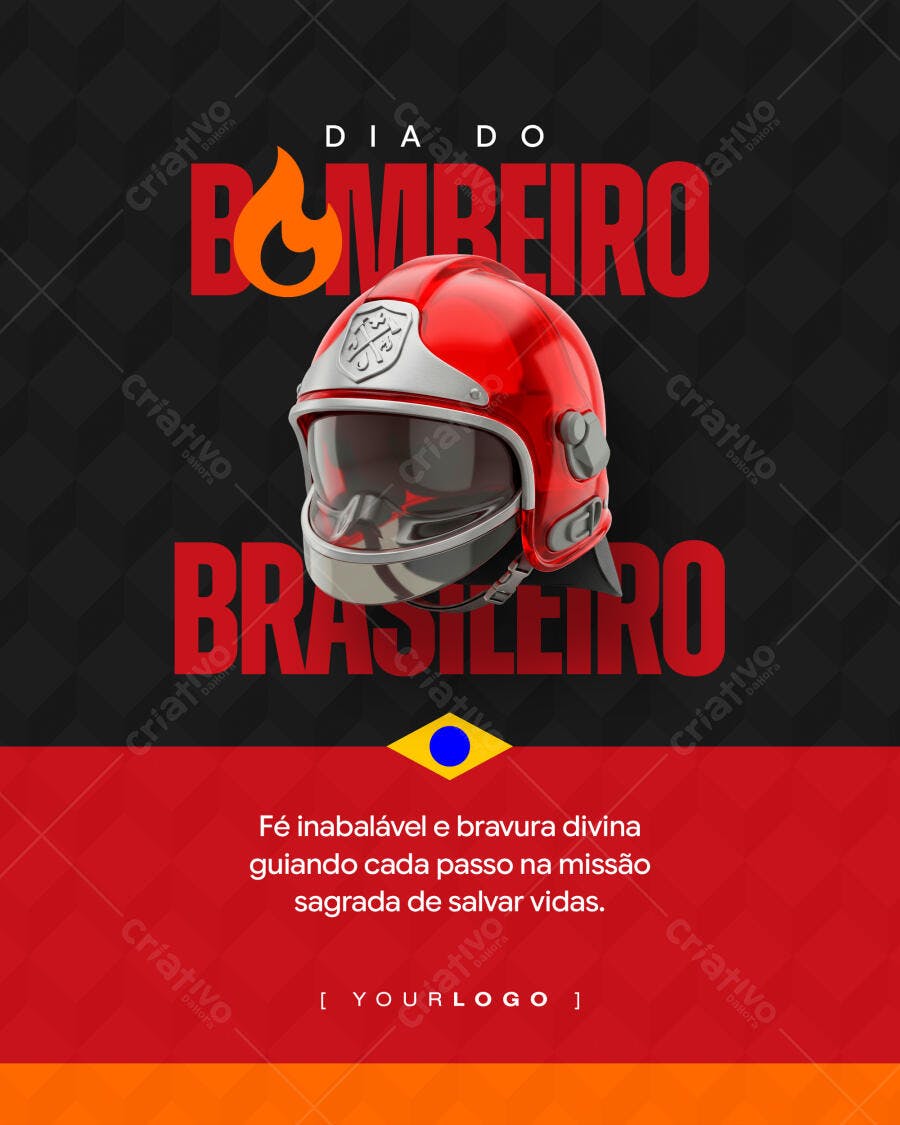 Post Instagram Dia do Bombeiro Brasileiro PSD Editável