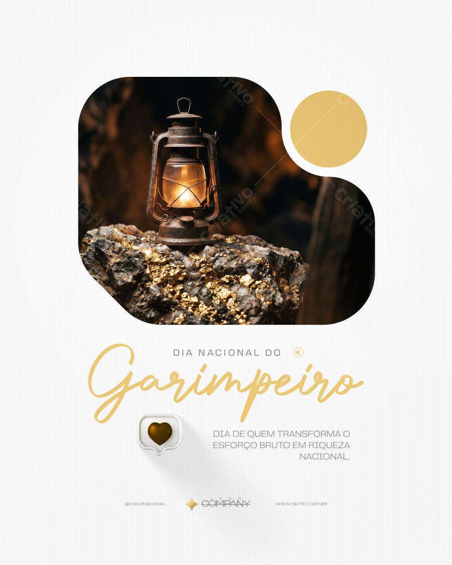 Post Instagram Dia Nacional do Garimpeiro PSD Editável