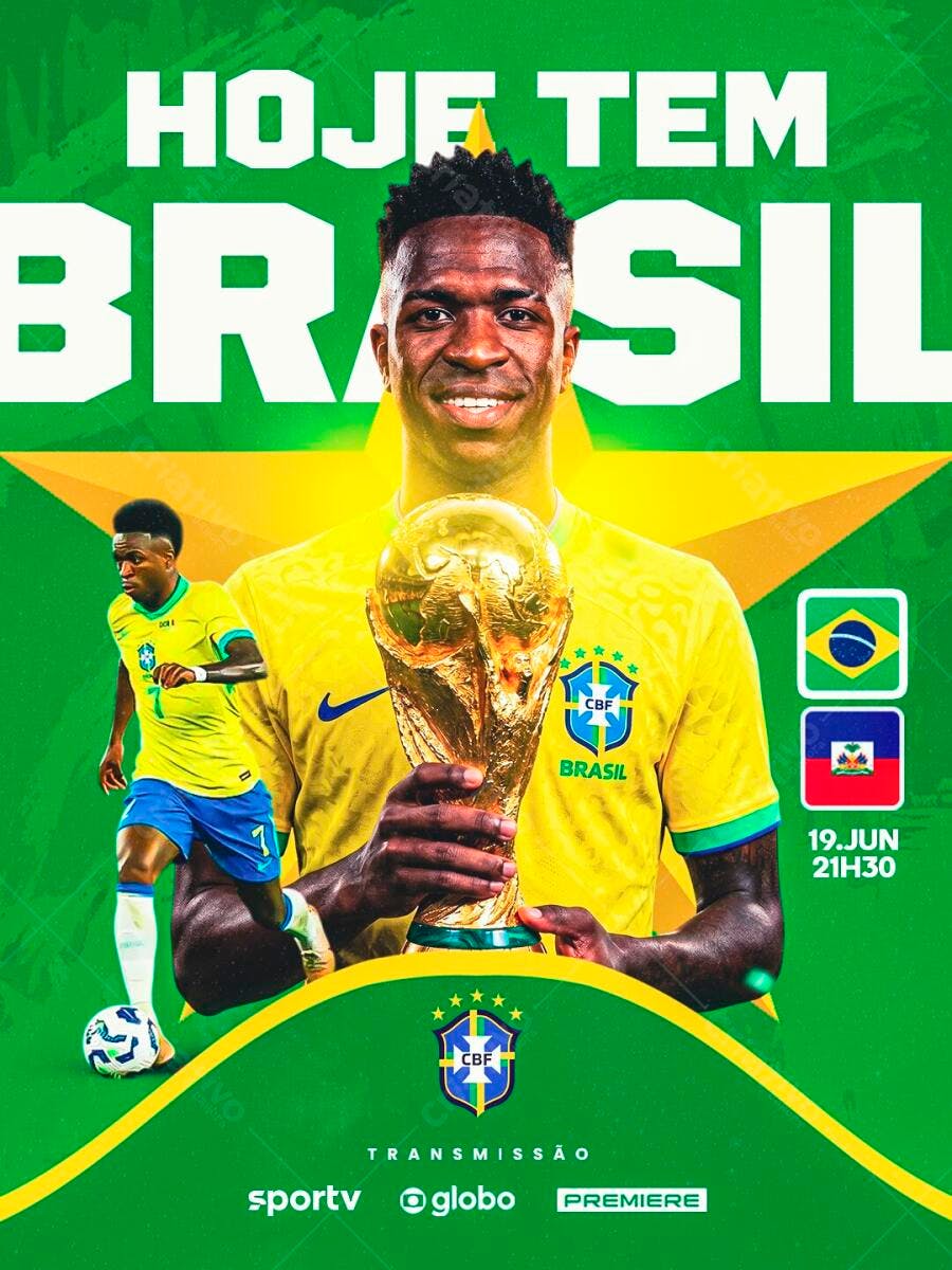 Post Instagram Jogo Brasil Futebol PSD Editável