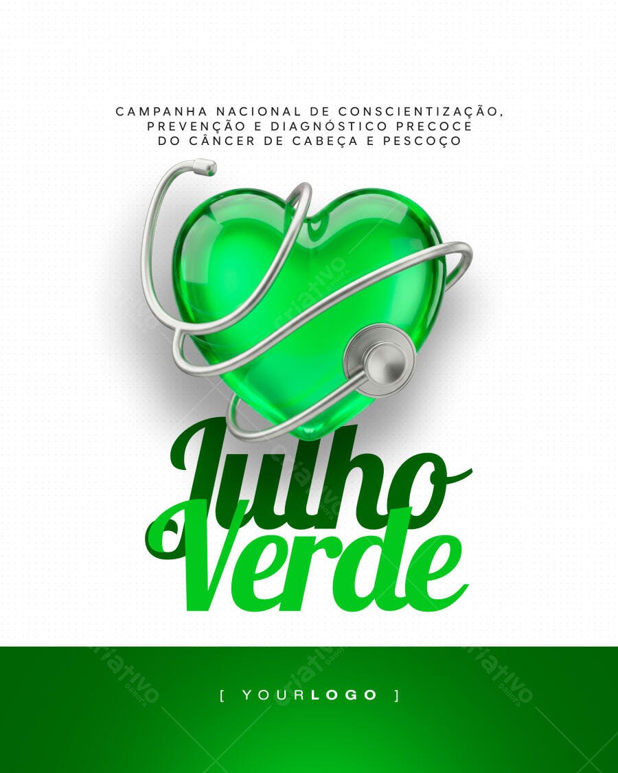 Post Julho Verde Câncer Cabeça Pescoço PSD Editável