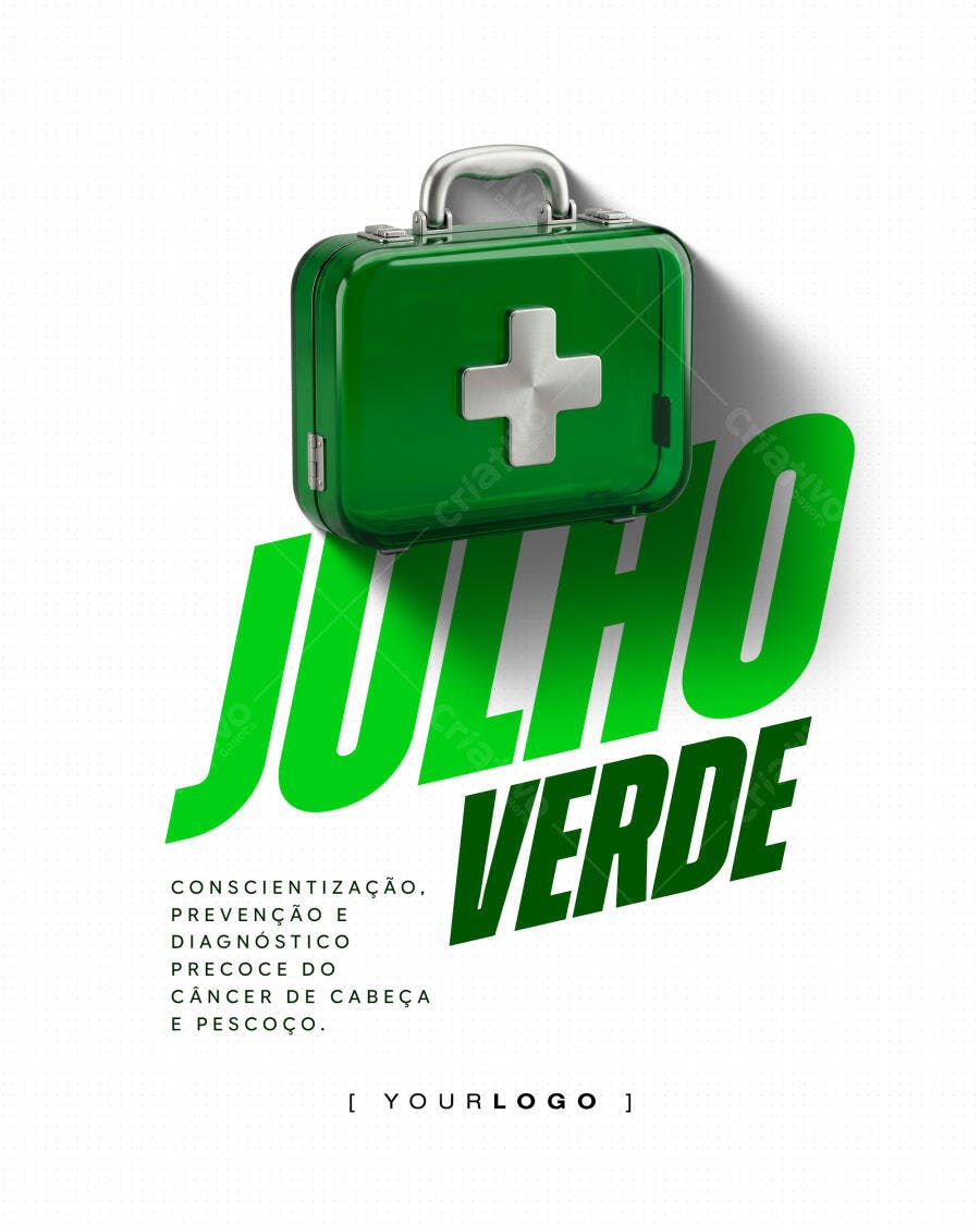 Post Julho Verde Conscientização Câncer PSD Editável