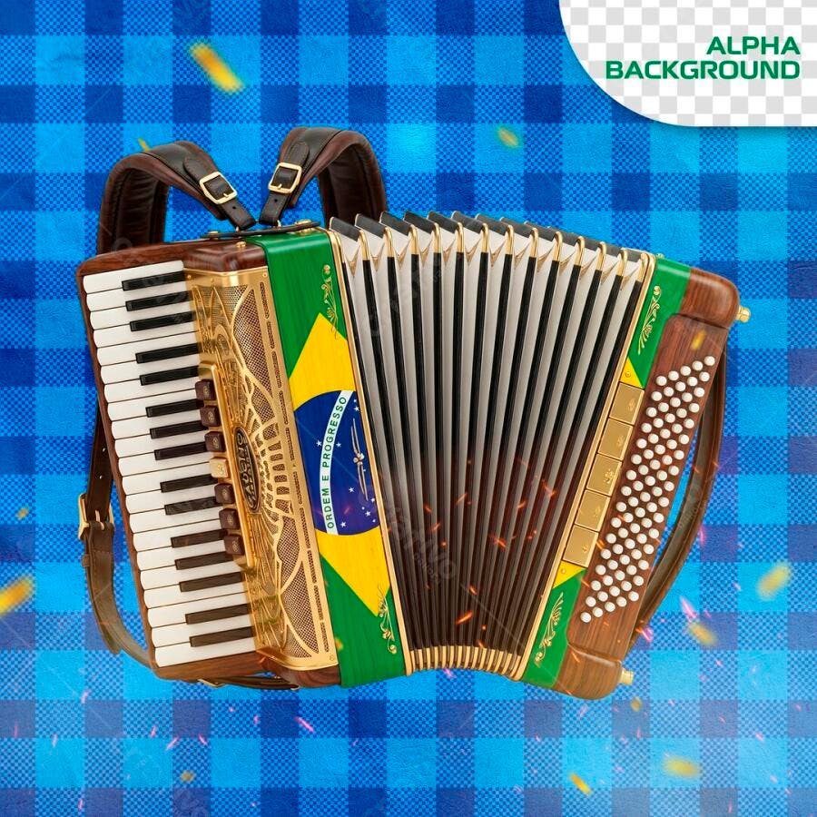 Acordeon Sanfona Bandeira Brasil PSD Editável