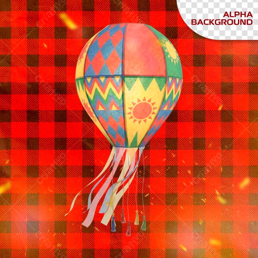 Balão Festa Junina São João PNG Fundo Transparente PSD Editável