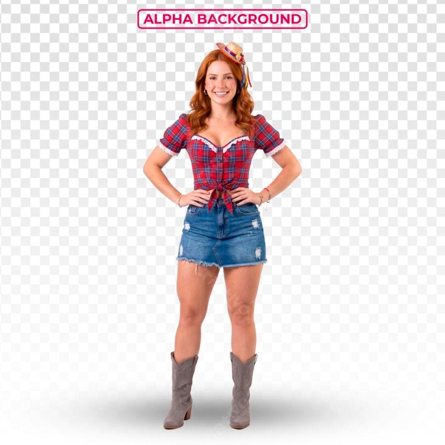 Linda Ruiva Caipira Festa Junina São João PSD Editável
