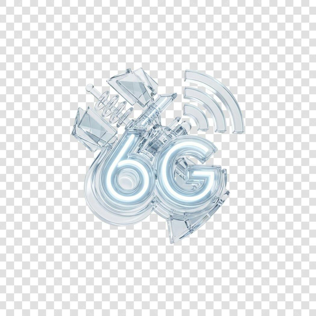 Elemento 3D 6G Tecnologia Conectividade PNG Fundo Transparente