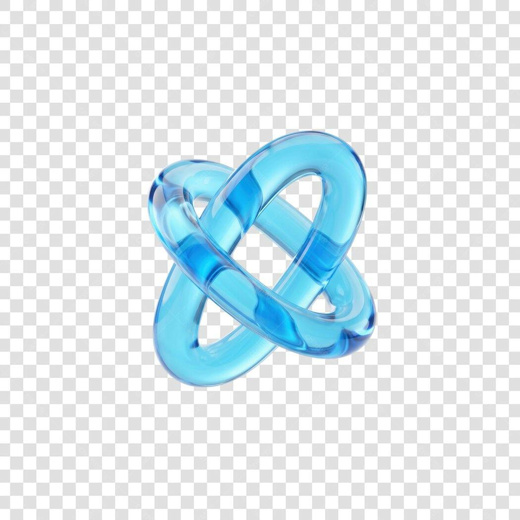Elemento 3D Abstrato Azul Transparente PNG Fundo Transparente