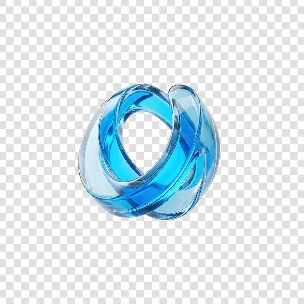Elemento 3D Abstrato Azul Transparente PNG Fundo Transparente