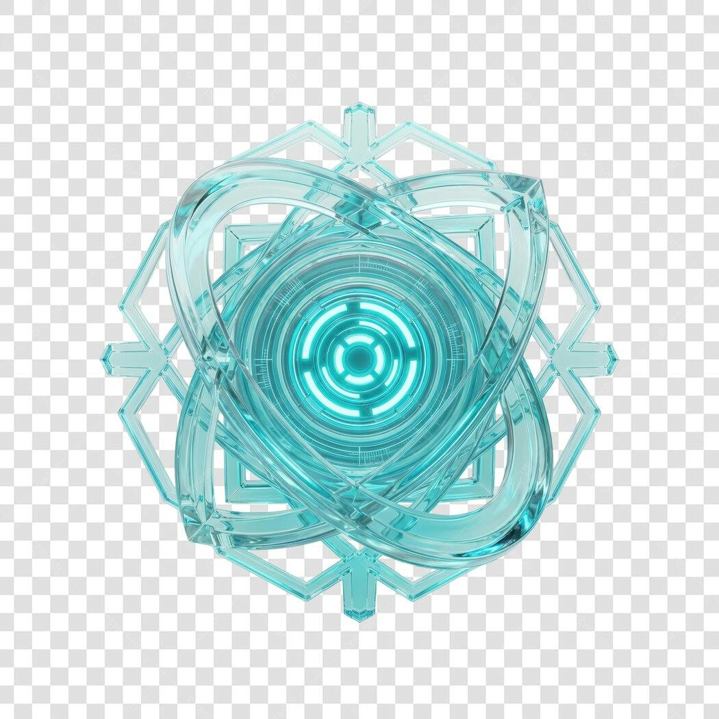Elemento 3D Abstrato Tecnologia Azul Neon PNG Fundo Transparente