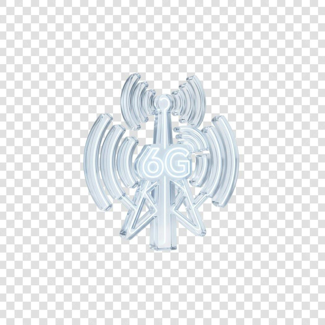 Elemento 3D Antena 6G Tecnologia Futuro PNG Fundo Transparente