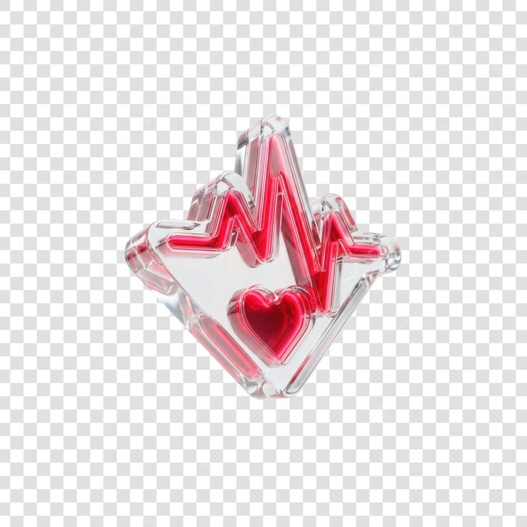 Elemento 3D Batimento Cardíaco Coração Vermelho PNG Fundo Transparente