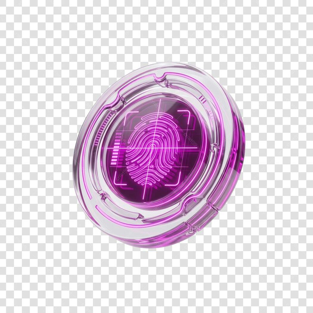 Elemento 3D Biometria Digital Roxo PNG Fundo Transparente