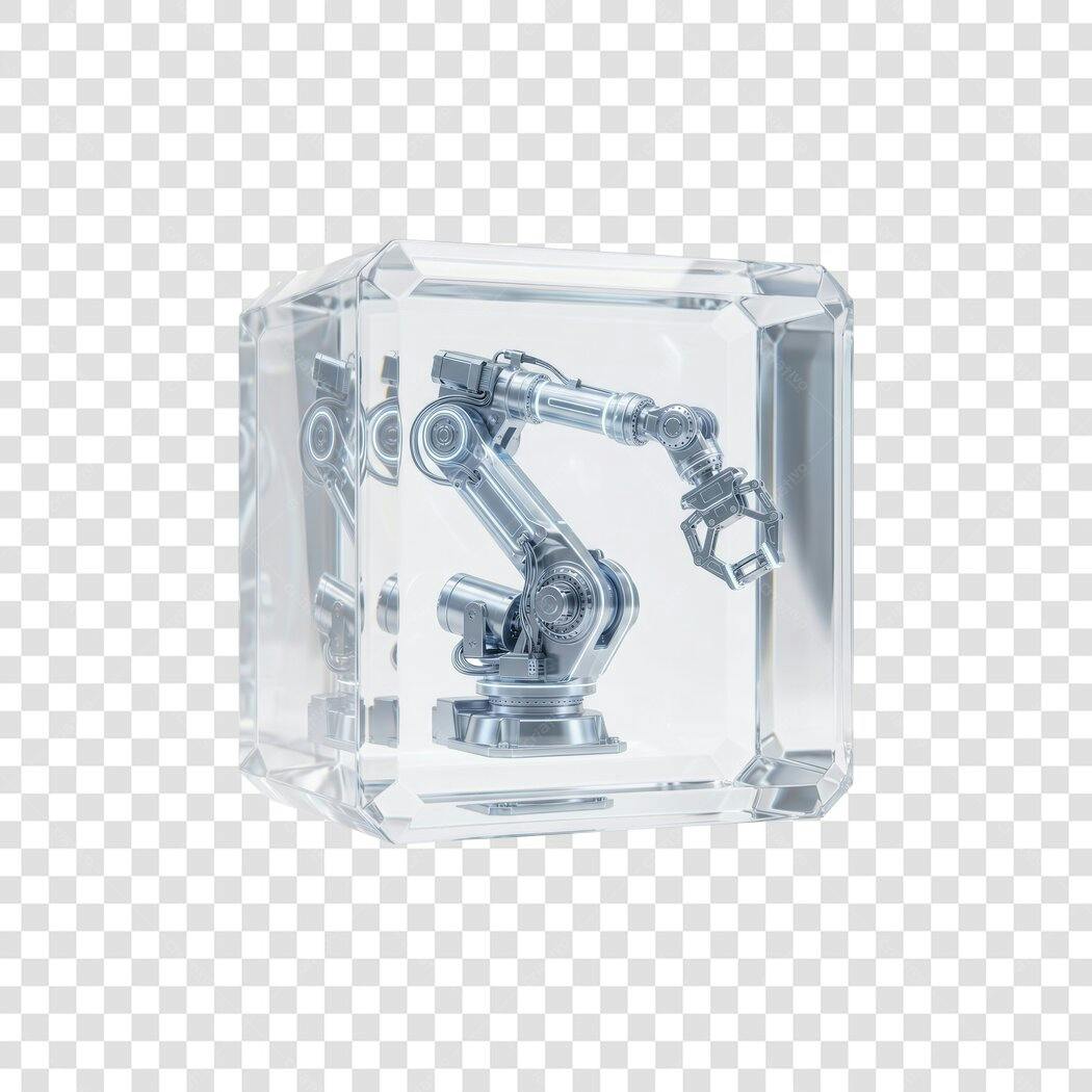 Elemento 3D Braço Robótico Cubo Gelo Transparente PNG Fundo Transparente