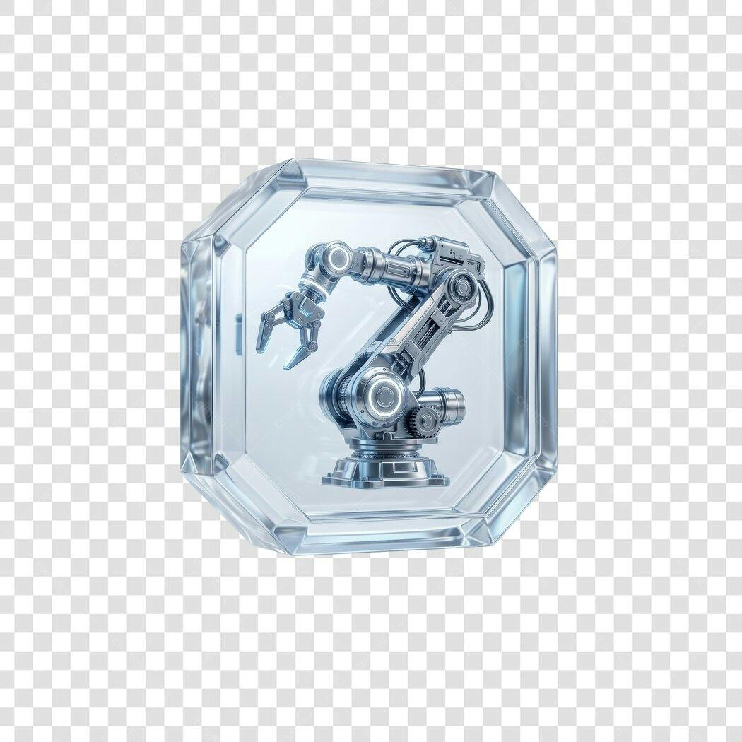 Elemento 3D Braço Robótico Indústria Tecnologia PNG Fundo Transparente