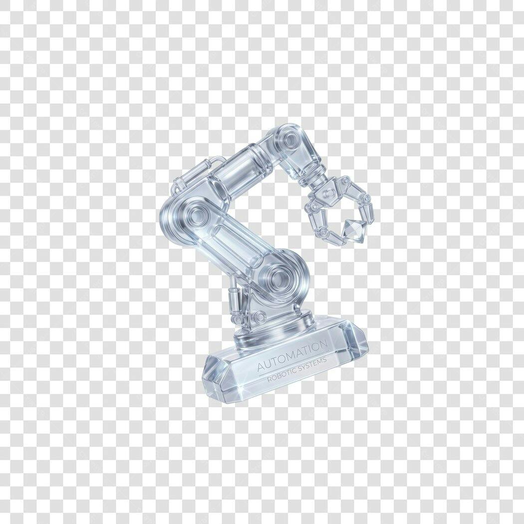 Elemento 3D Braço Robótico Transparente Automação PNG Fundo Transparente