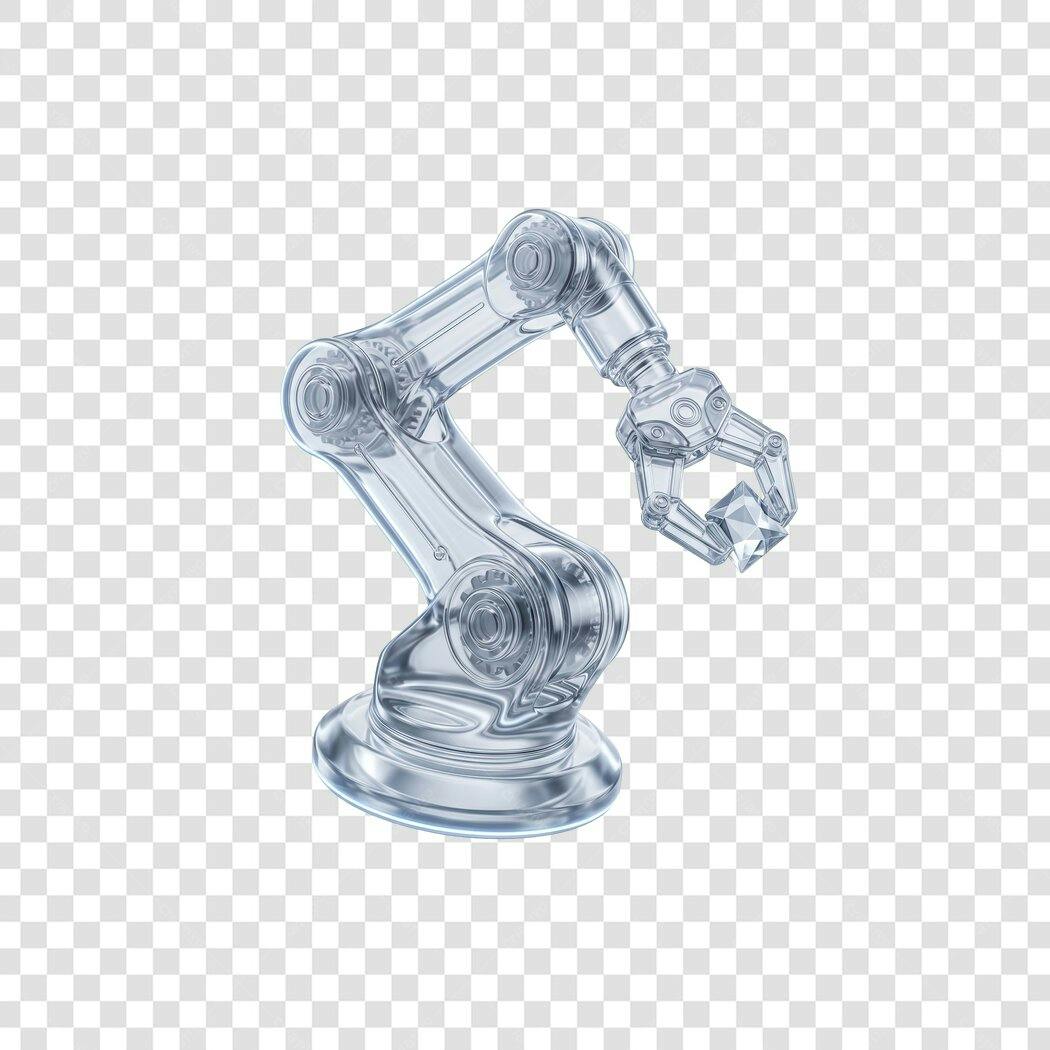 Elemento 3D Braço Robótico Transparente Tecnologia PNG Fundo Transparente