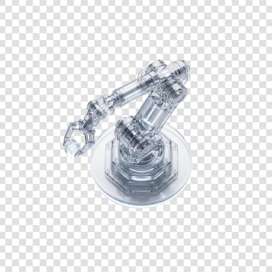 Elemento 3D Braço Robótico Transparente Tecnologia PNG Fundo Transparente