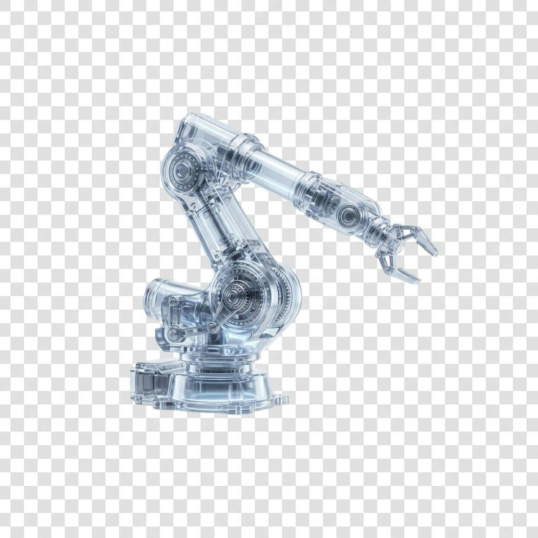 Elemento 3D Braço Robótico Transparente Tecnologia PNG Fundo Transparente